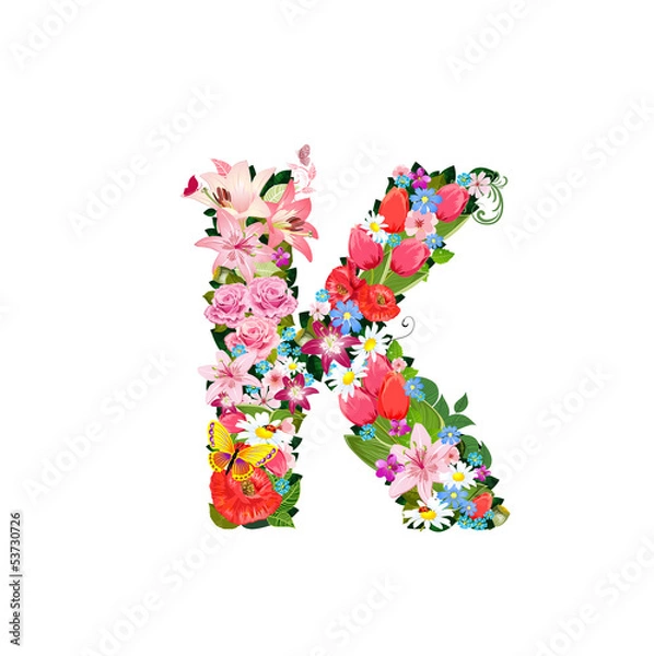 Fototapeta Romantic letter of beautiful flowers K