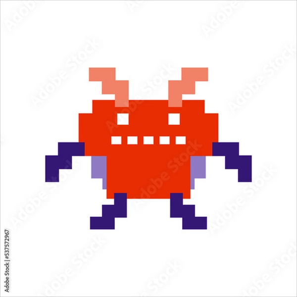 Obraz pixel art illustration draw artwork design character bit icon symbol set of alien monster video game