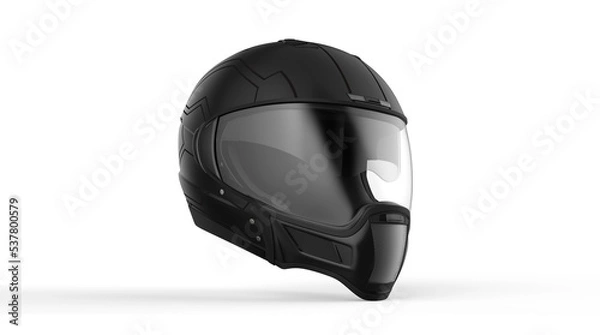 Fototapeta Black Modular Helmet Right View. Isolated on White. 3D Render. 3D Illustration.