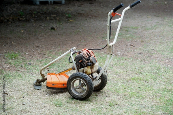 Fototapeta lawn mower mounted cart engine