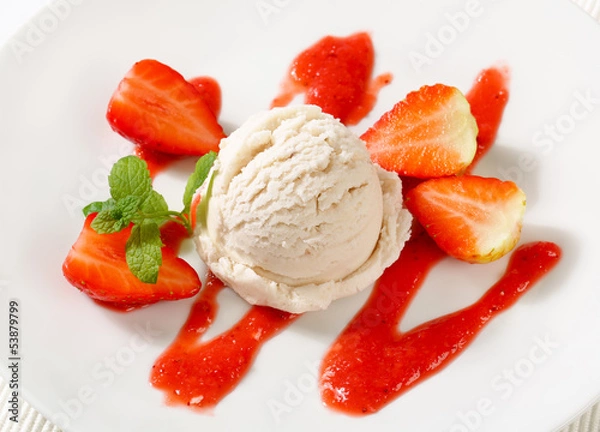 Obraz Ice cream with strawberries