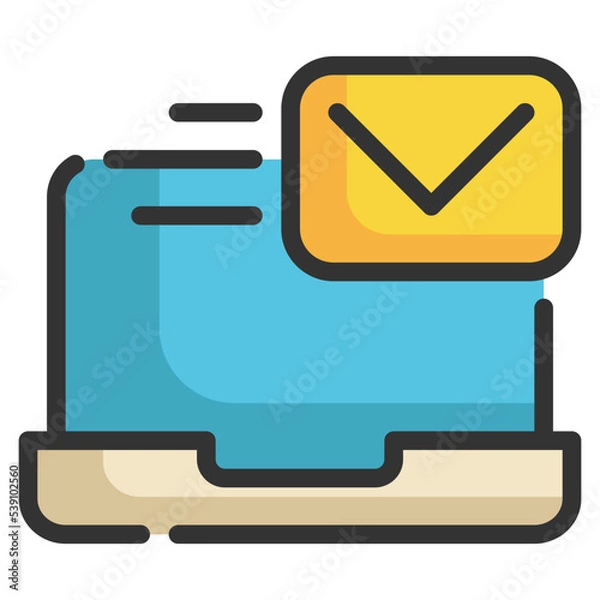 Fototapeta laptop send message filled outline icon