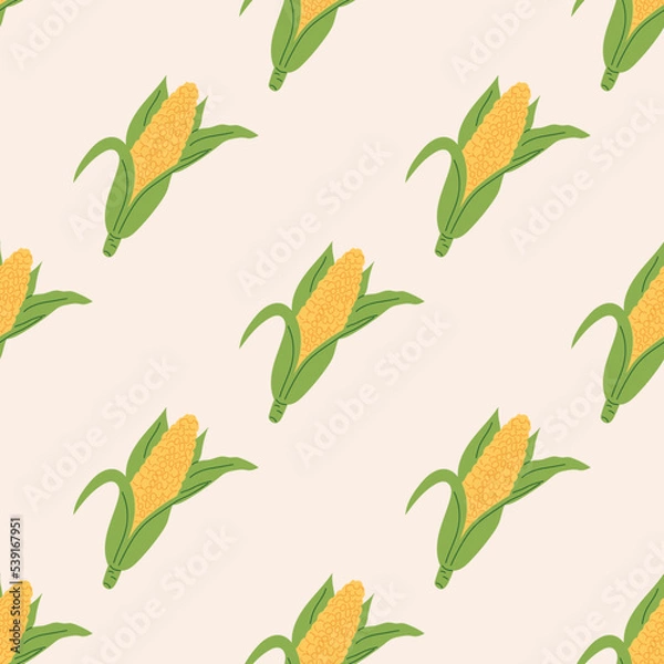 Fototapeta Seamless Pattern with Corn. Thanksgiving Day collection. Flat vector illustration