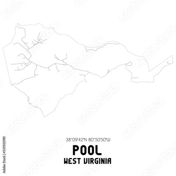 Fototapeta Pool West Virginia. US street map with black and white lines.