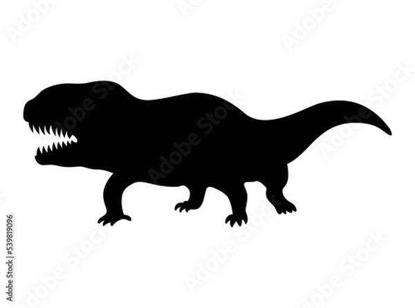 Fototapeta Dinosaur silhouette. Dino monsters icon. Shape of real animal. Sketch of prehistoric reptile. Vector illustration isolated on white. Hand drawn sketch