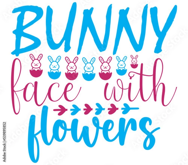 Fototapeta Bunny face with flowers, Easter SVG Design, Easter Cut File, Easter SVG, Easter T-Shirt Design, Easter Design, Easter Bundle