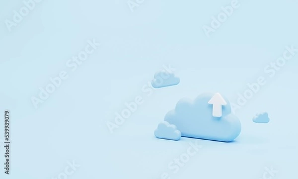 Fototapeta 3d illustration concept Cloud storage upload isometric. 3d rendering