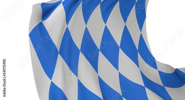 Fototapeta Highly detailed flag of Bavaria waving in the wind. Light blue sky is shining through the fabric texture.