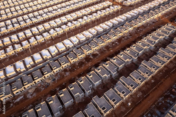 Fototapeta Casas em construção em condomínio vista aérea