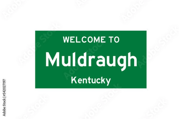 Fototapeta Muldraugh, Kentucky, USA. City limit sign on transparent background. 