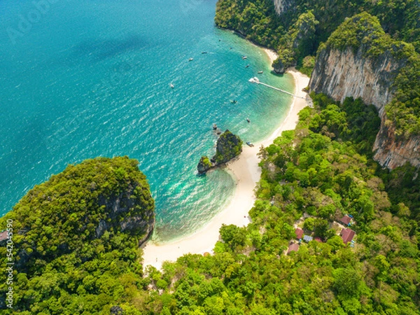 Fototapeta Aerial view of Koh Hong island in Krabi province, Thailand