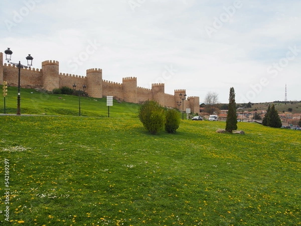 Fototapeta Ávila, ciudad medieval con sus  bonitas murallas. España.