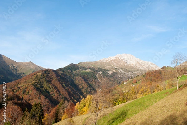 Fototapeta Aerial View on Mount Arera, Val Serina, during Autumn