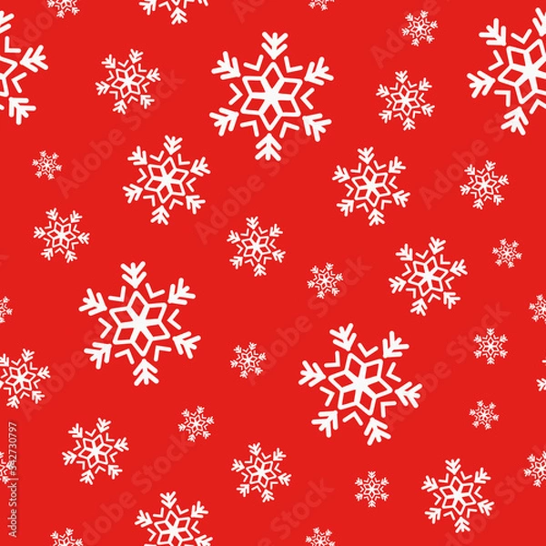 Fototapeta Christmas pattern. Seamless vector illustration with falling snowflakes. Wintry backdrop