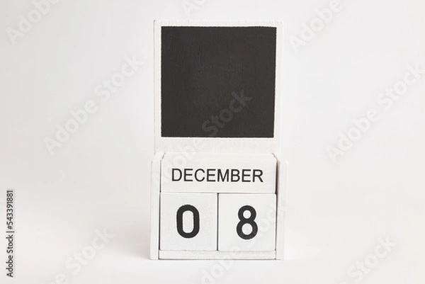 Fototapeta Calendar with the date 08 December and a place for designers. Illustration for an event of a certain date.