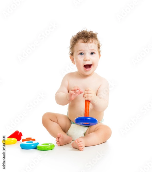 Fototapeta happy baby boy playing