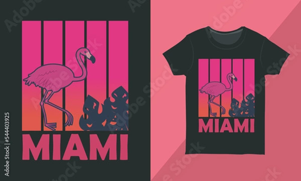 Fototapeta Miami summer concept, graphic vector illustration for T-shirt print and clothing