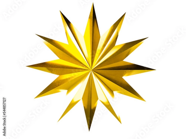 Fototapeta gold star isolated on transparent background.