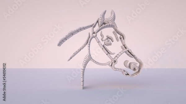 Fototapeta 3D Illustration of a horse. Very helpful for Modelers, Artists, and Painters and they must view at maximum resolution to see minute details on this modeled horse to help them design their own version.