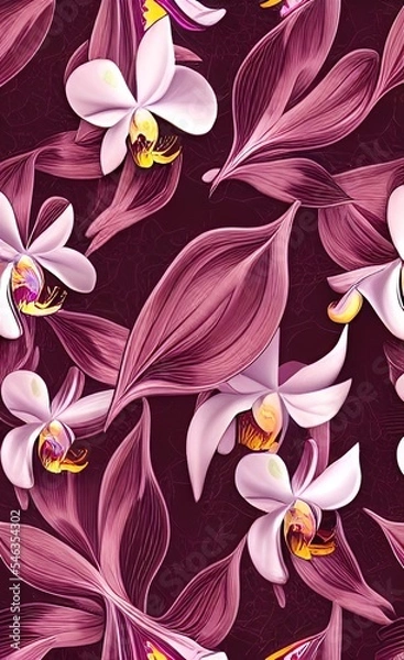 Fototapeta seamless pattern with pink flowers,orchid background