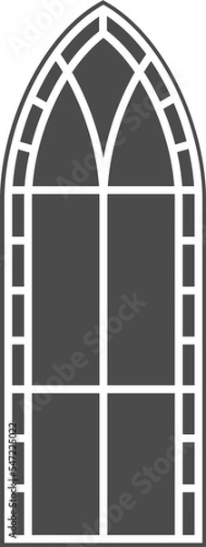 Fototapeta Gothic window outline. Silhouette of vintage stained glass church frame. Element of traditional European architecture.