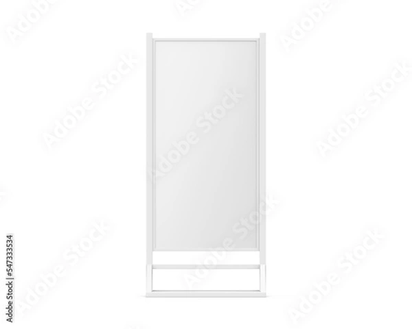 Fototapeta Blank white outdoor advertising stand mockup template isolated on white background, 3d illustration.