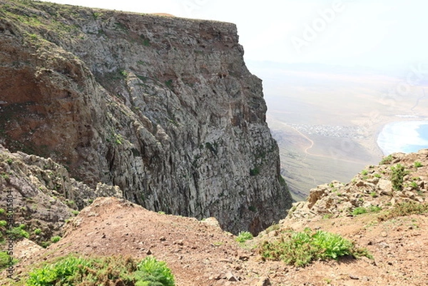 Fototapeta View from the caves of Suecos to Lanzarote
