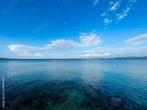 Fototapeta Deep blue seascape, blue sea and blue sky, natural background