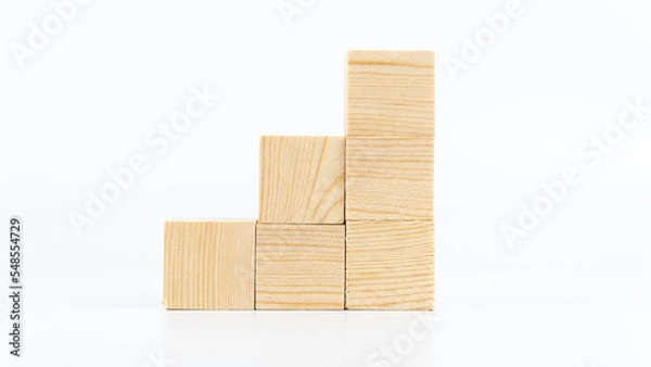 Fototapeta Wooden cubes for copy space for text isolated on white background. Blank area on wooden boxes for concept varieties. Writing on boxes concept.