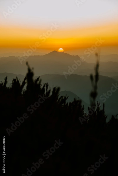 Fototapeta sunset in the mountains