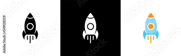 Obraz Rocket icon symbol signs stickers, vector illustration