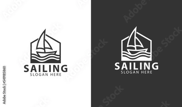 Fototapeta sailing company logo simple design idea 