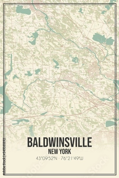 Obraz Retro US city map of Baldwinsville, New York. Vintage street map.