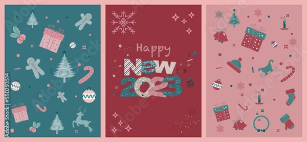 Fototapeta Merry christmas happy new year gift paper and background for graphic design elements
