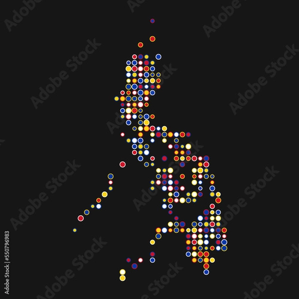 Fototapeta Philippines Silhouette Pixelated pattern map illustration