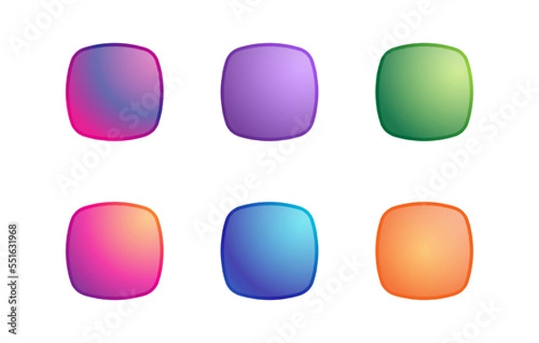 Fototapeta Modern Buttons Rounded Square Various Gradient Color For Web Apps Vector Illustration Set