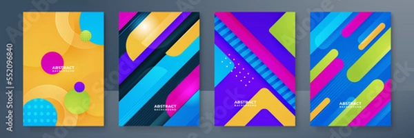 Fototapeta Set of trendy vector abstract colorful gradient poster design template. Background for Poster, Brochure, Flyer, leaflet, Annual report, Book cover, banner. Template in A4 size.