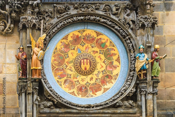 Fototapeta Prague Calendar dial close-up. The main attraction of the capital of the Czech Republic. Background