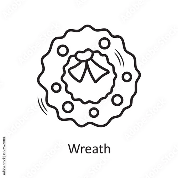 Fototapeta Wreath vector outline Icon Design illustration. Christmas Symbol on White background EPS 10 File