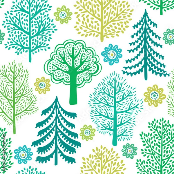 Fototapeta Spring park seamless pattern