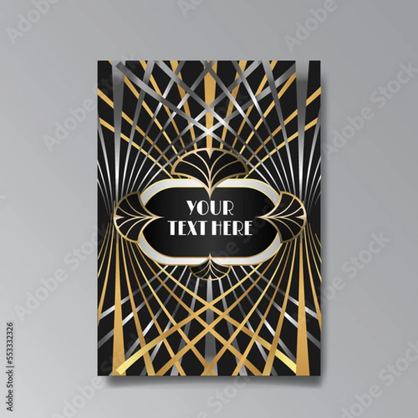 Fototapeta Golden-black A4 page template