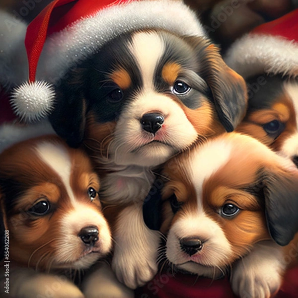 Fototapeta Christmas puppies