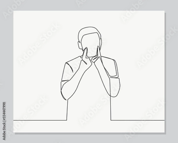 Fototapeta Sketch, Hand drawn, single line art man use for logo poster and background