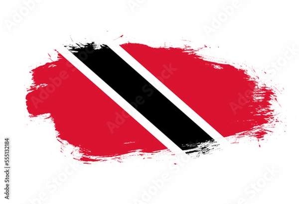 Fototapeta Flag of trinidad and tobago on white stroke brush background