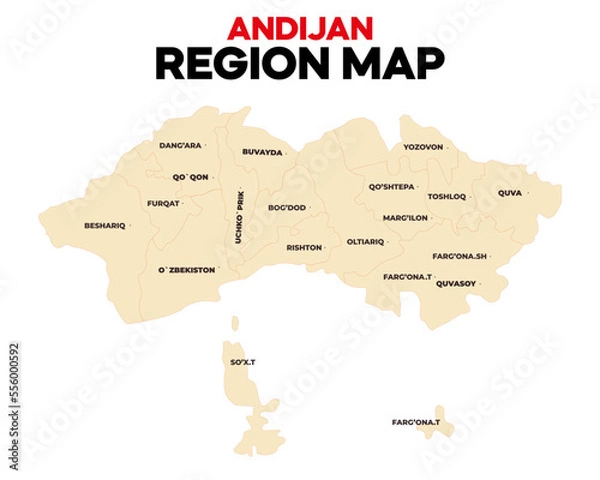 Fototapeta Andijan Region map. Andijan is a city in Uzbekistan