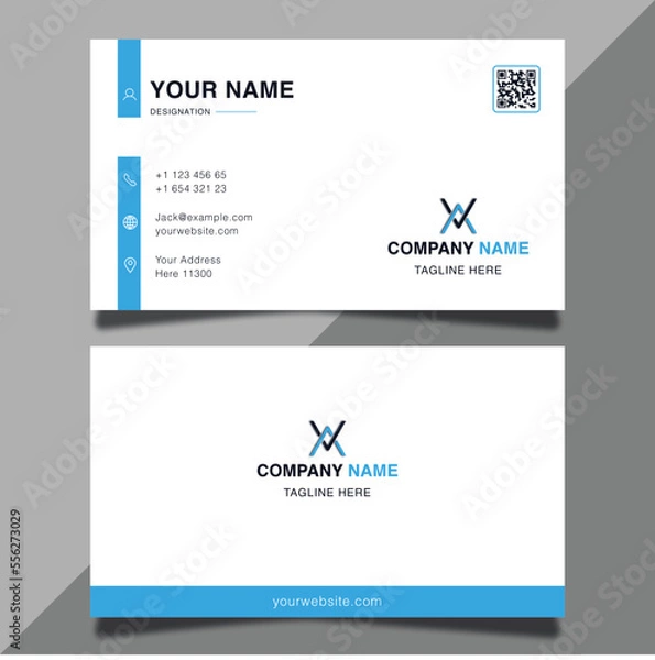 Fototapeta modern business card design blue template corporate identity