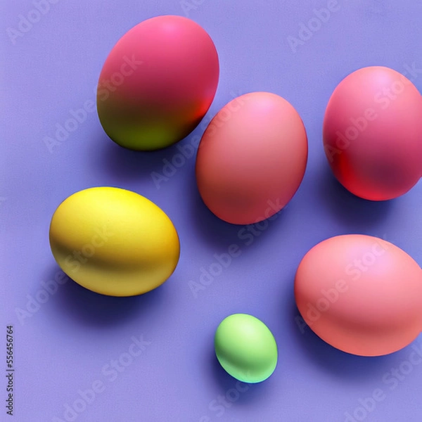 Fototapeta colorful easter eggs on a magenta background, easter holiday, easter decoration