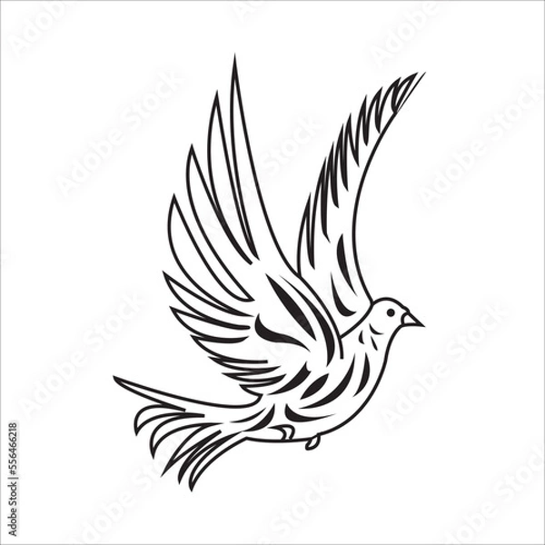 Fototapeta Black and white flying bird image on our sponsor's site and use for tshart, app, website, branding etc.