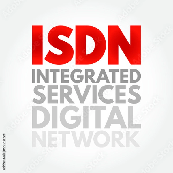 Fototapeta ISDN Integrated Services Digital Network - set of communication standards for simultaneous digital transmission of data over the digitalised circuits of telephone network, acronym text concept