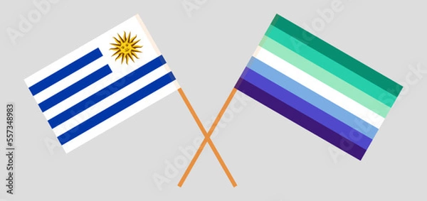 Fototapeta Crossed flags of Uruguay and gay men pride. Official colors. Correct proportion